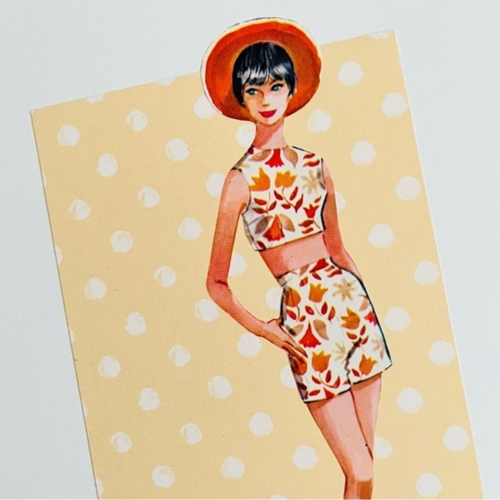 Vintage MCM Sewing Pattern Book Original 8x10 Collage Floral Playsuit